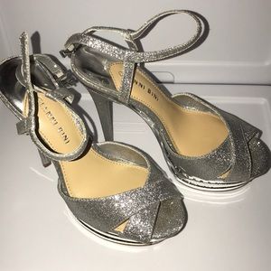 Silver glitter heels